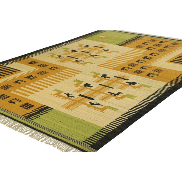 Rug & Kilim Vintage Scandinavian Kilim With Geometric Patterns | Rug and Kilim For Sale - Image 4 of 7