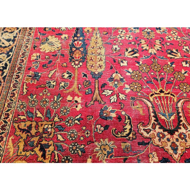 Antique Persian Khorassan Rug, Hand-Knotted Wool, Tree of Life Pattern, Crimson Red & Blue, 6x9 For Sale - Image 18 of 18