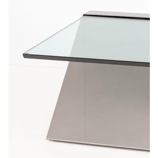 Modern Cantilevered Glass Top Coffee Table For Sale - Image 4 of 9