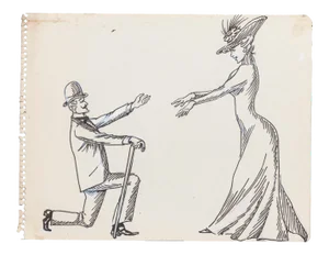 Unknown, Gallant Scene, Original ink Drawing, Early 20th Century