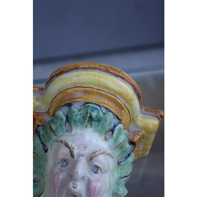 Mid-Century Modern Majolica Shelves with Faces from Laboratorio Pesaro, 1940s, Set of 2 For Sale - Image 3 of 12