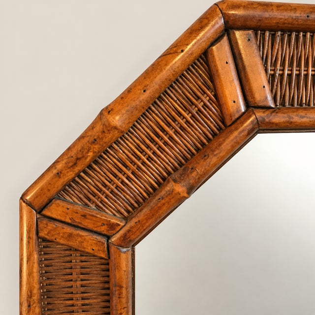 Mid 20th Century American of Martinsville Vintage Coastal Large Faux Bamboo and Wicker Mirror For Sale - Image 5 of 6