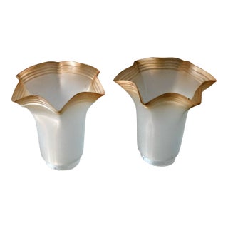 Pair of Late 20th Century Vianne Cognac Tulip Otteson Glass Satin Shades For Sale