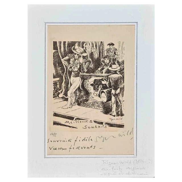 Roger Wild, Souhaits, Original Etching, Mid-20th-Century For Sale
