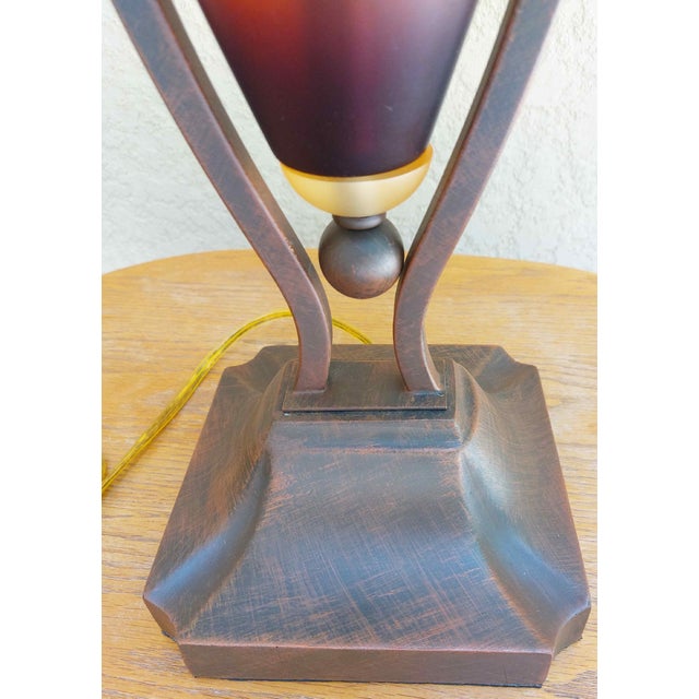 Hivo Van Teal Contemporary Van Teal Amber Ombre Solid Lucite Acrylic Table Lamp With Shade For Sale - Image 4 of 10