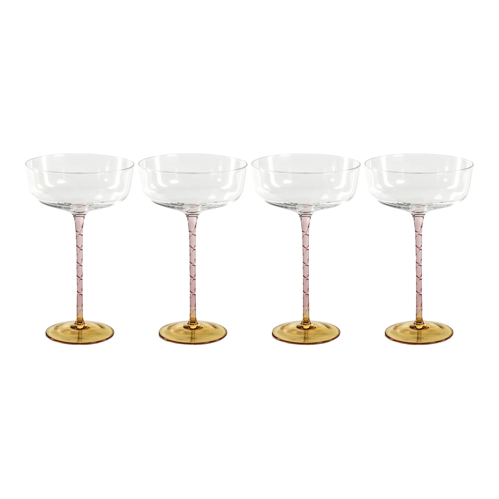 Sachi Amber & Pink Cocktail / Martini Glasses, Set of 4 Chairish