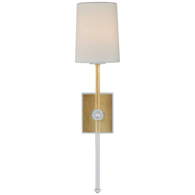 Lucia Medium Tail Sconce in Gild and Crystal with Linen Shade Designer: Julie Neill Height: 20.75" Extension: 6"...