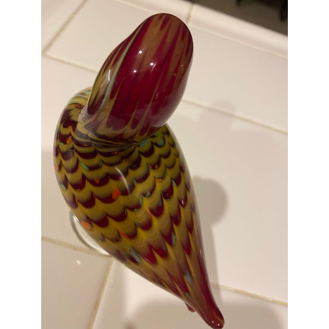"Vintage La Tour d' Argent Murano Glass Duck. Beautifully colored with red, green, yellow, orange - charming little duck....