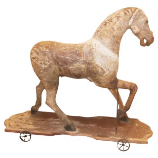 Vintage Rustic Hobbyhorse on Wheels For Sale