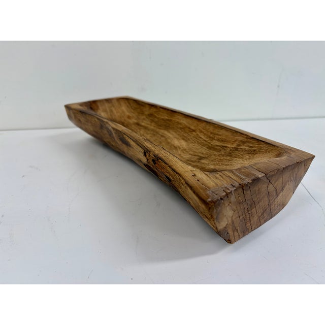 Hand Carved Indian Wooden Dough Bowl For Sale - Image 4 of 6