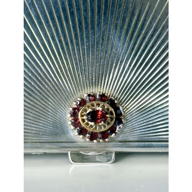 French Art Deco Sterling Silver with Gemstone Rosetta Compact Case by Cartier For Sale - Image 16 of 17