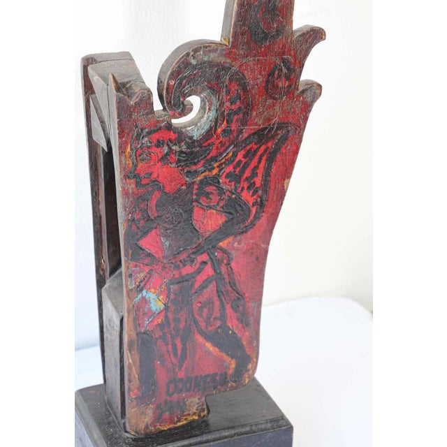 Wood Architectural Hand Carved Wood Temple Fragment For Sale - Image 7 of 12