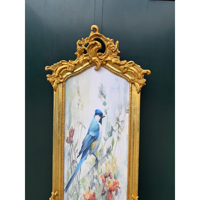 1970 French Louis XVI Gold Beech Bird Textile Art - 1 Pc For Sale - Image 10 of 12