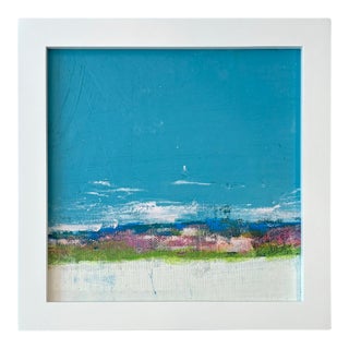 Sarah Trundle, Contemporary Framed Landscape Painting, "Vista in Blue, 1" For Sale