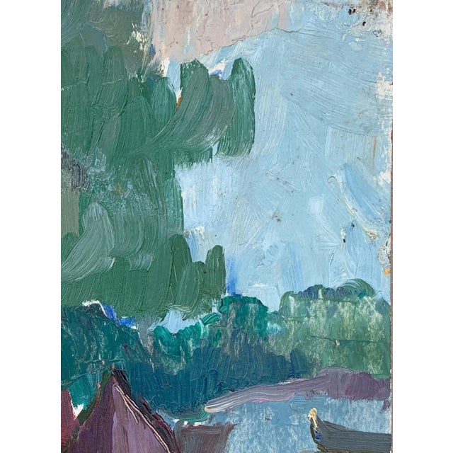 Realism Original River Landscape Oil Painting, Ukrainian Art, 1950s For Sale - Image 3 of 6