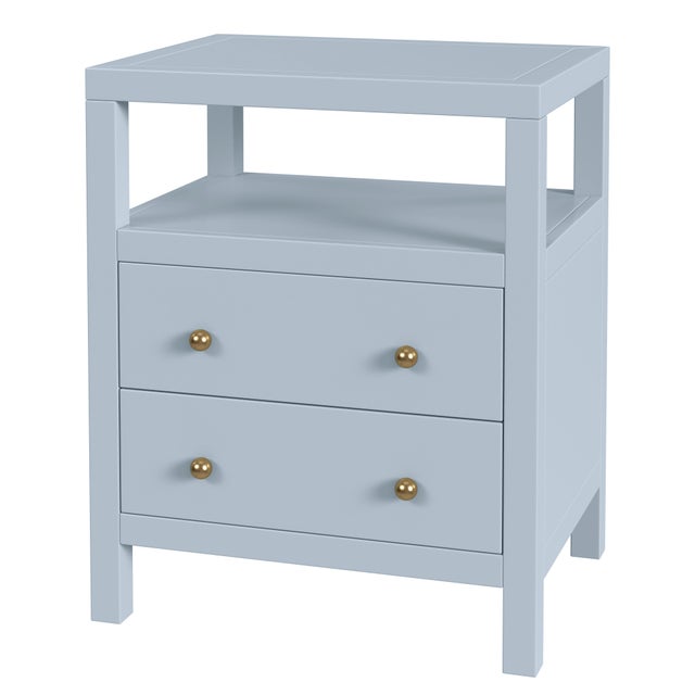 Blue Nora 21 in. W Rectangular Wood 2 Drawer Nightstand with Open Shelf, Light Blue For Sale - Image 8 of 8