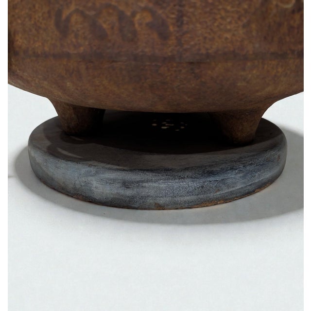 Wood Antique 1800s Japanese Cast Iron Censer Bowl Hibachi Brazier, Primitive Asian Décor For Sale - Image 7 of 7