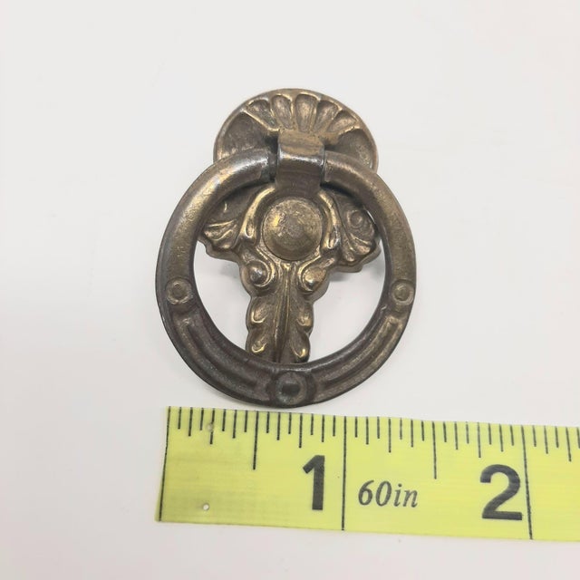 Late 19th Century Late 19th Century Ring Key Shape Gold Metal Hardware Pulls a Pair For Sale - Image 5 of 7