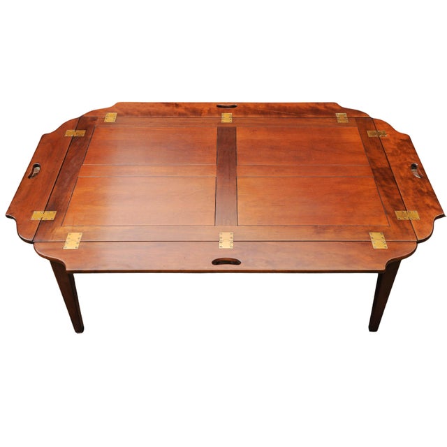Campaign Mahogany and Brass Butlers Coffee Table by Kennedy Furniture for Harrods For Sale - Image 4 of 12