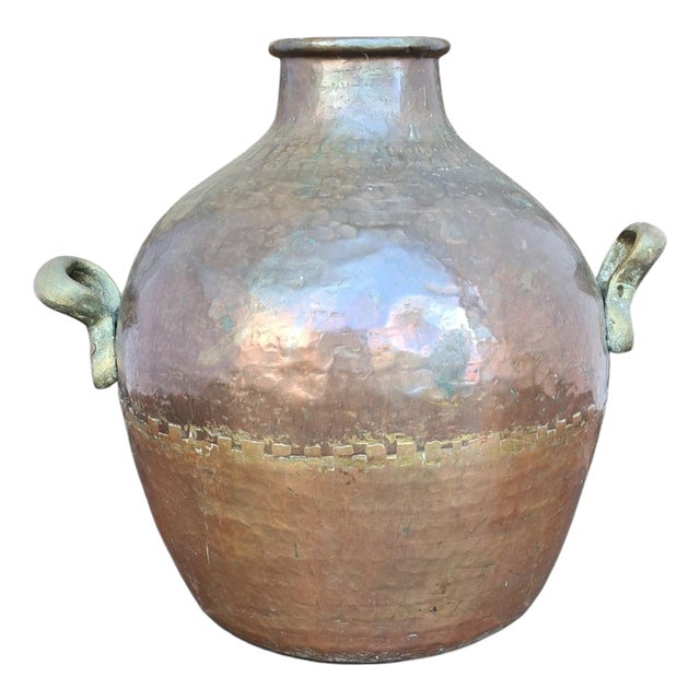 Large Egyptian Jug in Hand-Hammered Copper, 1940s For Sale