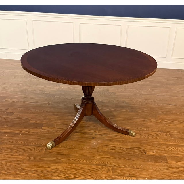 48” Round Mahogany Accent Foyer Table by Leighton Hall - Showroom Sample For Sale - Image 13 of 15
