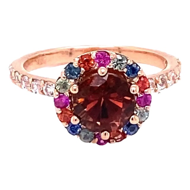 2.33 Carat Tourmaline Sapphire Rose Gold Cocktail Ring For Sale