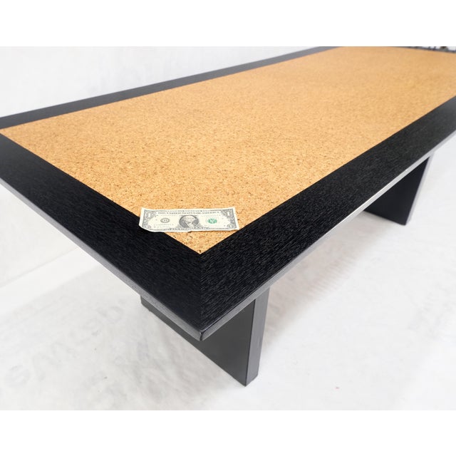 Ebonized Black Lacquer Mahogany Floating Cork Top Dining Writing Library Table For Sale - Image 6 of 12