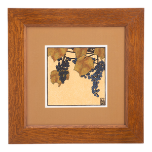 Grape Vine Anita Munman Hannah Overbeck Arts & Crafts Mission Oak Frame Stickley Gouache 1994 Ink