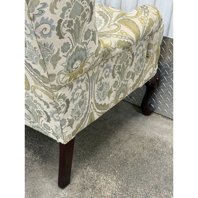 Wood Vintage Craftmaster Upholstered Wingback Chairs - A Pair For Sale - Image 7 of 11