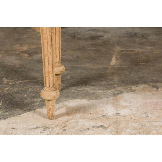 19th Century English Bleached Oak Side Table with Carved Shield Motif For Sale - Image 4 of 12