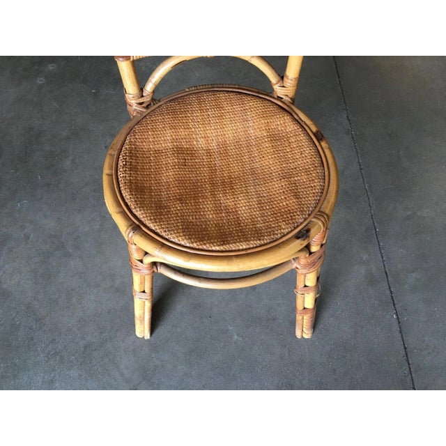 Restored Vintage Rattan Side Chair W/ Large Wicker Fan Back and Seat For Sale - Image 12 of 12
