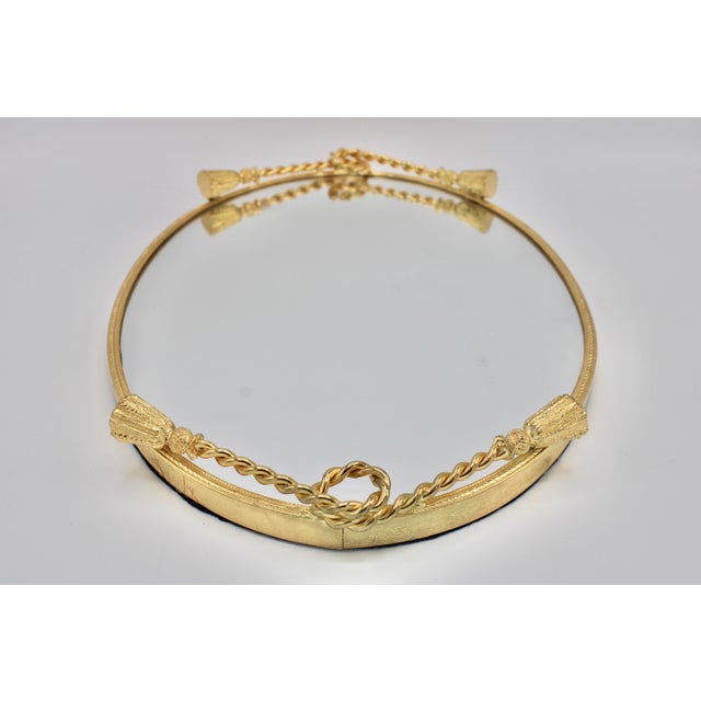 Vintage French Mirrored Tray With Rope Handles For Sale - Image 4 of 8