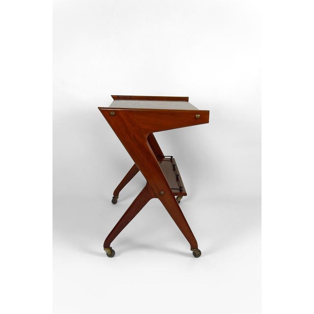Mi-Ccentury Modern Teak Trolley, Italy, 1950s For Sale - Image 4 of 15