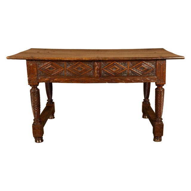 Antique 17th Century Baroque Carved Walnut Spanish Table Desk Navarre 1650 For Sale - Image 14 of 18