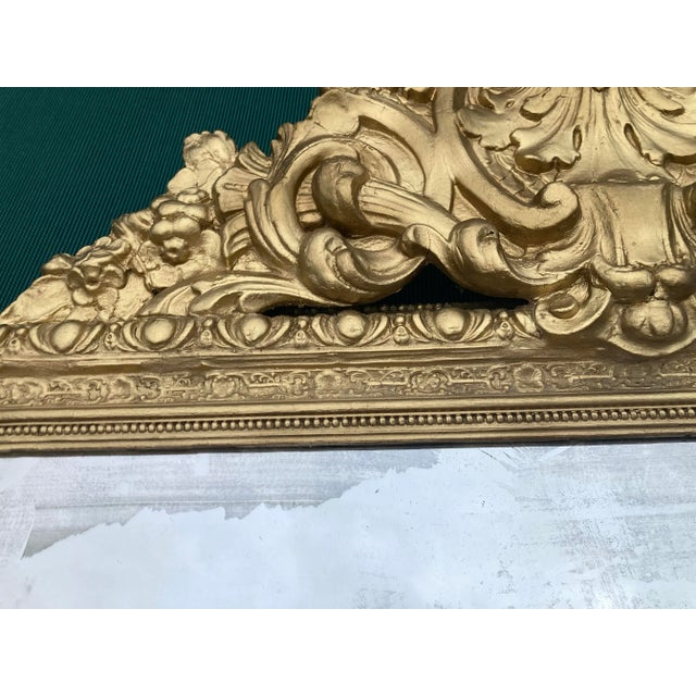 Late 19th Century Antique French Giltwood Crested Mirror For Sale - Image 5 of 12