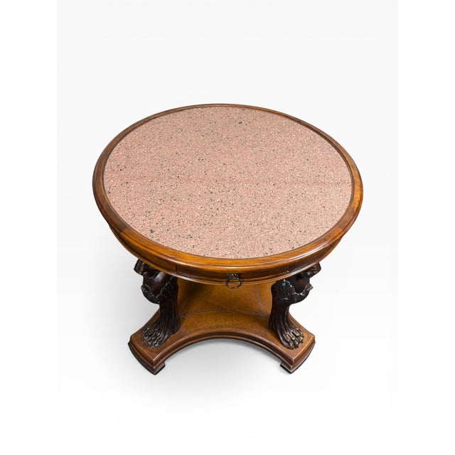 Theodore Alexander Theodore Alexander Neoclassical Lion Monopodia Game Table With Granite Top & Pull-Out Trays For Sale - Image 4 of 13
