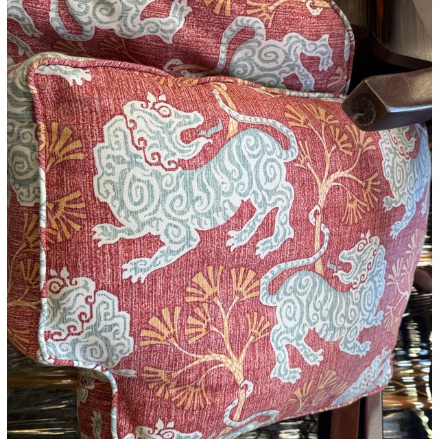 Mid-Century Regency Style Chaise Lounge W/ New Chinoiserie Tiger Upholstery For Sale - Image 4 of 12