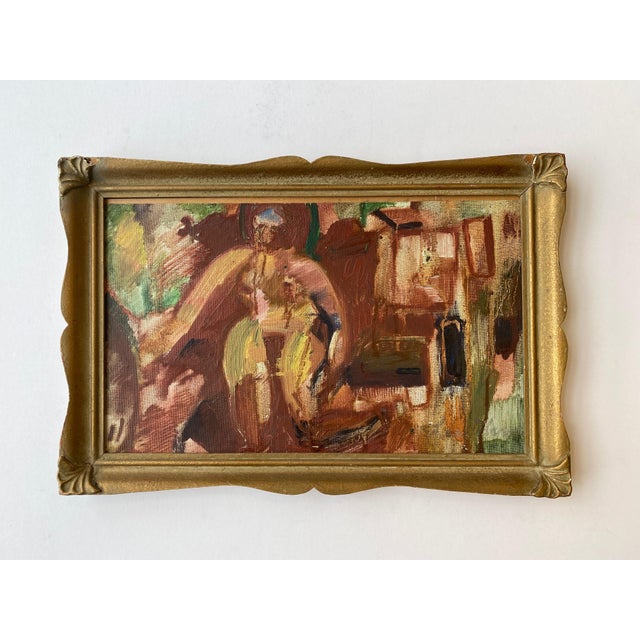 Mid 20th Century Mid-Century Figural Painting by Swedish Artist Lars Herder in Original Frame For Sale - Image 5 of 5