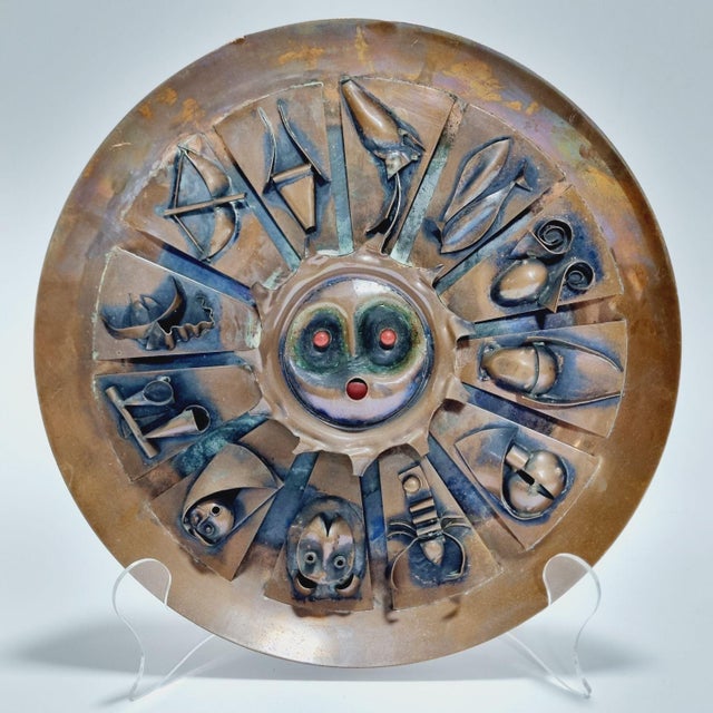 Vintage Brutalist Copper Horoscope Wall Decoration, 1960s For Sale - Image 14 of 15
