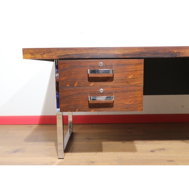 Mid Century Modern Vintage Rosewood Writing Office Desk For Sale - Image 9 of 15