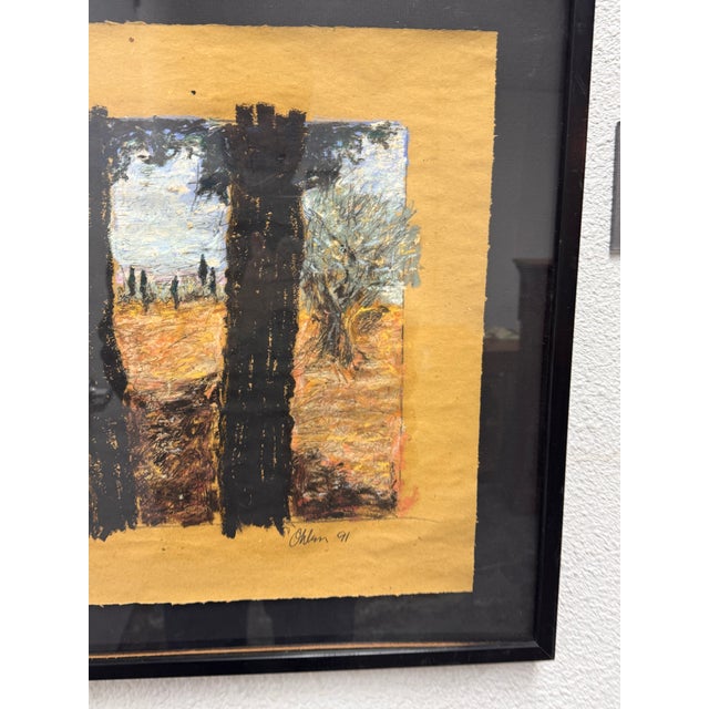 Black Ohlun Framed Painting, Circa 1991 For Sale - Image 8 of 12
