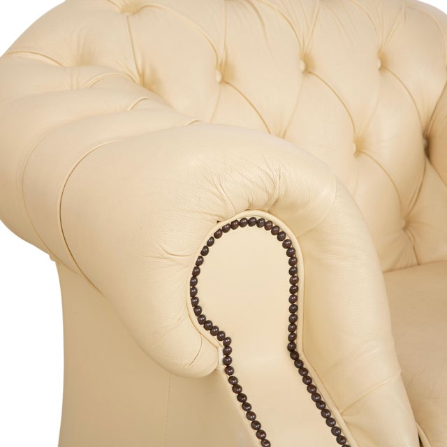 Vintage Chesterfield Centurion Leather Armchair in Cream For Sale - Image 6 of 17