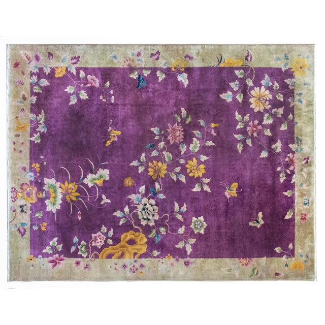 Purple Early 20th Century Chinese Art Deco Rug For Sale - Image 8 of 13