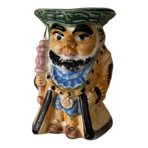 1940s Occupied Japan Staffordshire-Style Mug Pitcher King or Court Jester