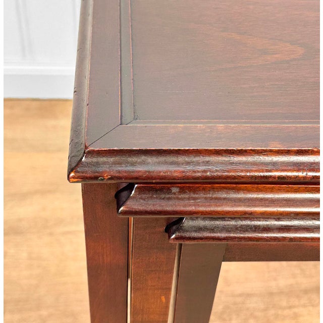 Brown Antique Traditional Mahogany Cocktail Nesting Tables - Set of 3 For Sale - Image 8 of 10