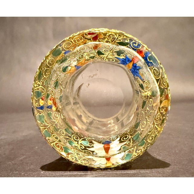 Moser Antique Bohemian Art Nouveau Enameled & Gilded Glass Insect Cabinet Vase For Sale - Image 11 of 11
