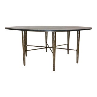 Studio a Home Modern Hammered Metal and Black Stone Cocktail Table For Sale