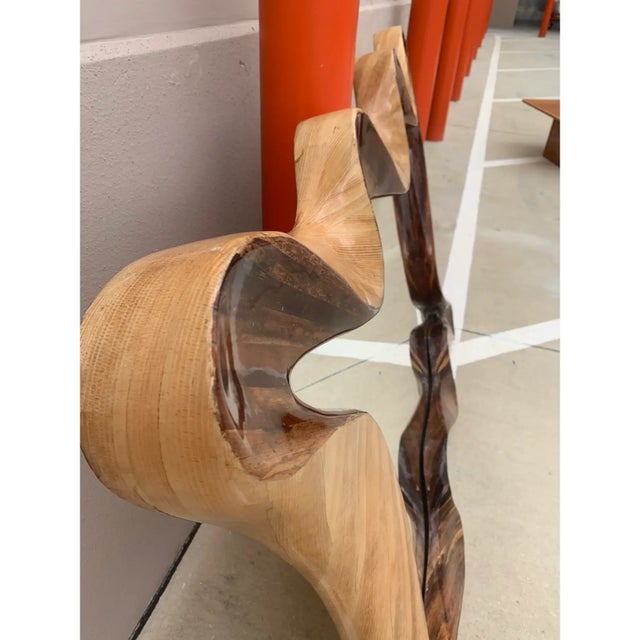 1970s Organic Olive Wood Spiral Hand-Carved Mirror Marquis Collection of Beverly Hills For Sale In Los Angeles - Image 6 of 7
