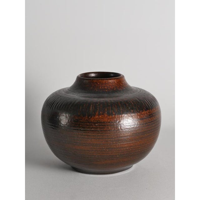 Brown Salt-Glazed Stoneware Vase by Arthur Andersson for Wallåkra For Sale - Image 4 of 13