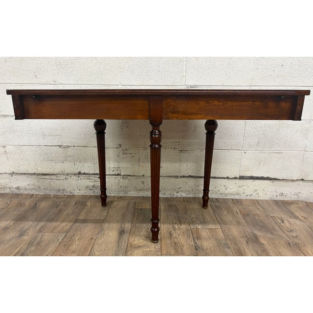 Vintage Sheraton Style Mahogany Demilune Console Table Hall Table For Sale - Image 9 of 11